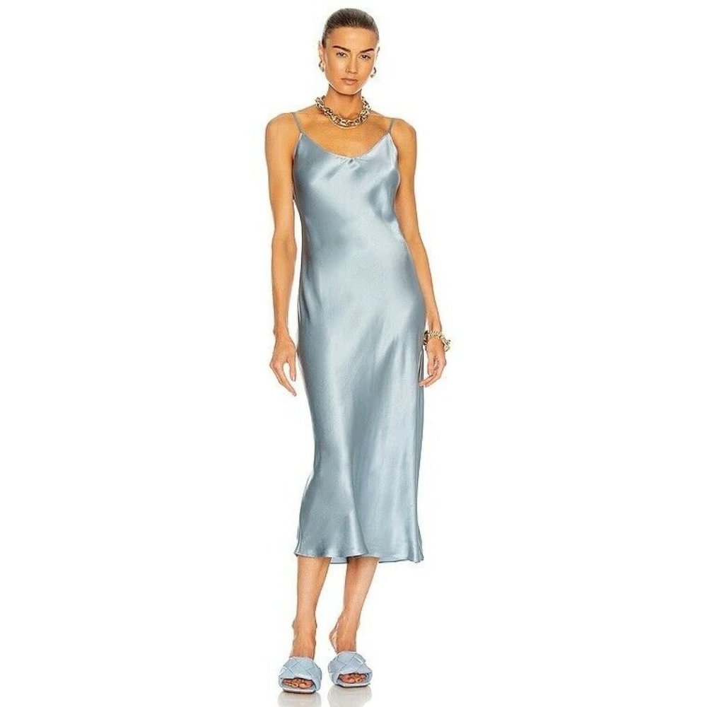 SABLYN Taylor Slip Dress Sky Blue Satin Silk